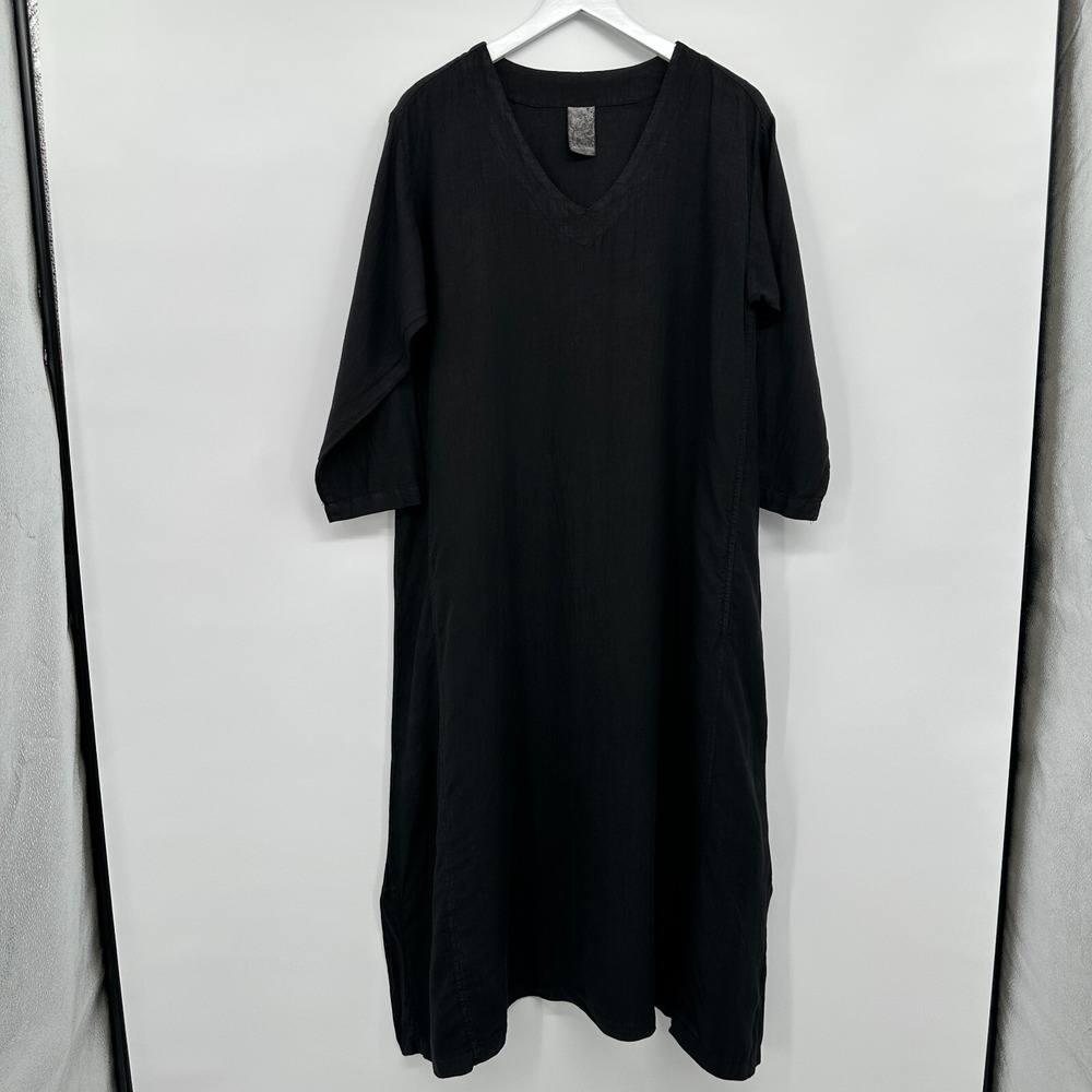 LA Fixsun Midi Dress Small Linen Oversize‎ Minimalist Lagenlook Beachy Witchy